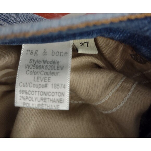 Rag & Bone Womens Size 27 High Rise Ankle Skinny Jeans Levee Blue Frayed Ankle - Picture 14 of 14